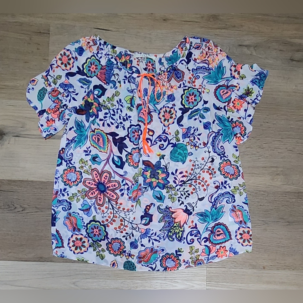 Milly Colorful Sheer Top sz M (BIN D)